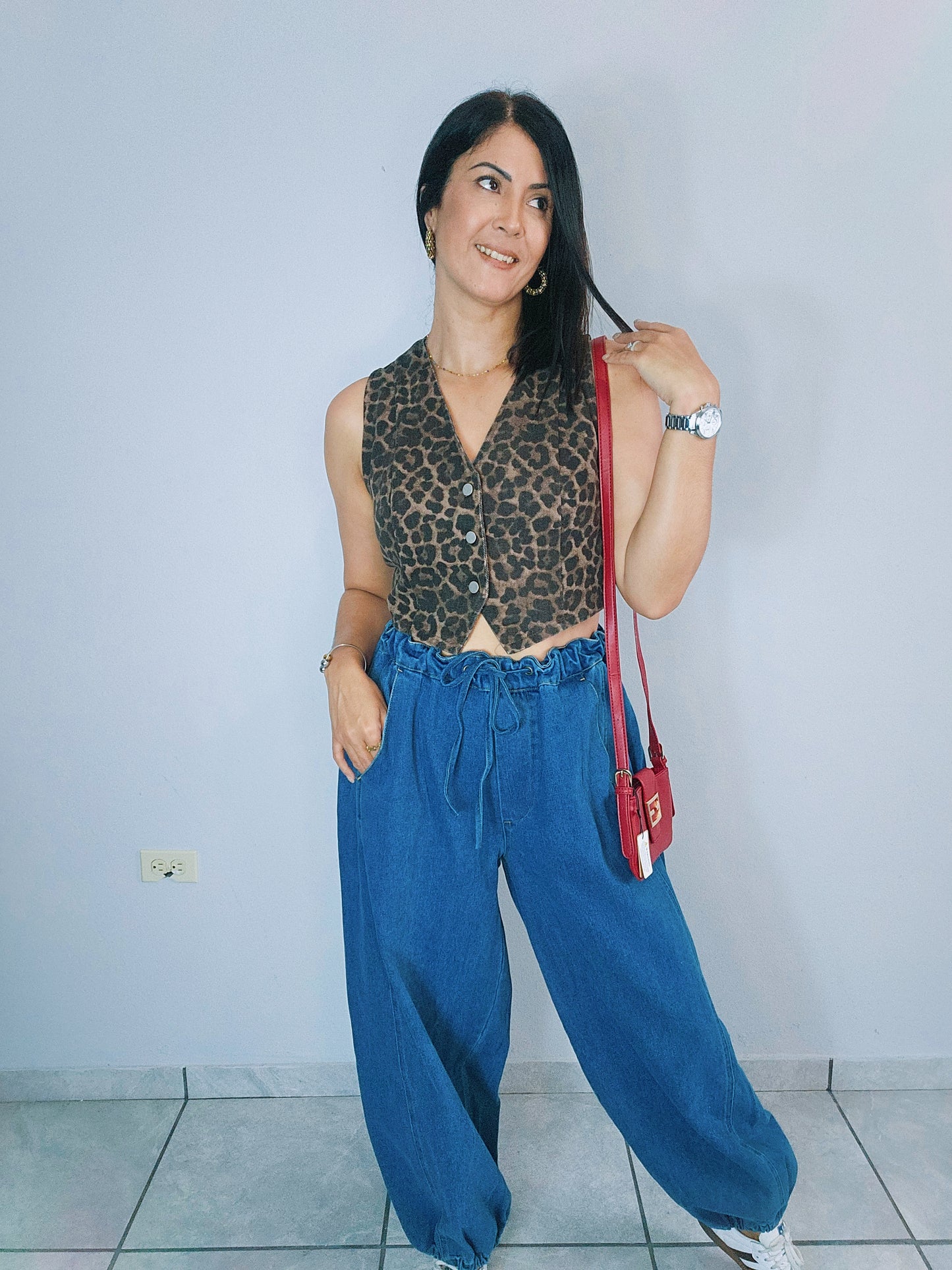 Leopard Denim Vest 🤎