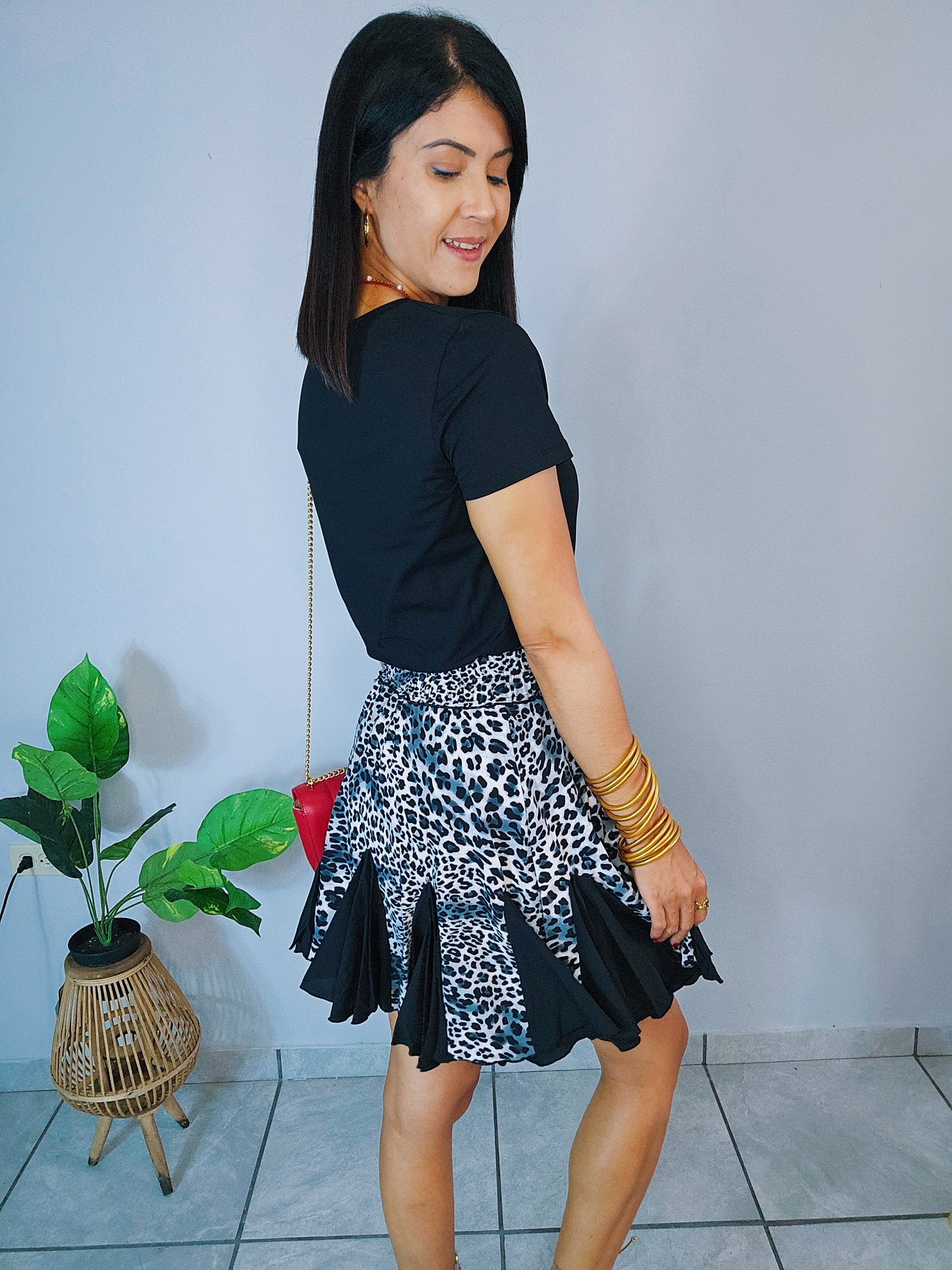 Black Animal Print Skirt