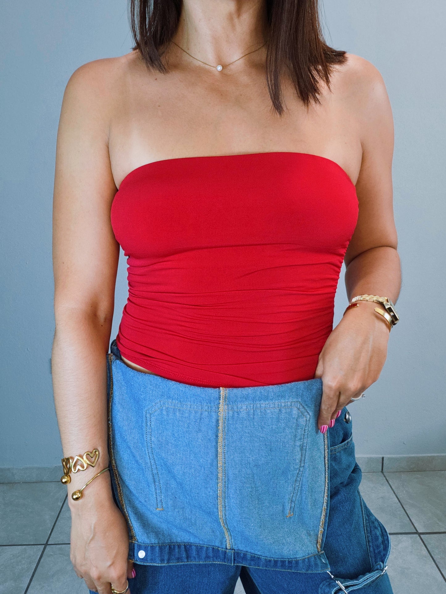 Red tube top