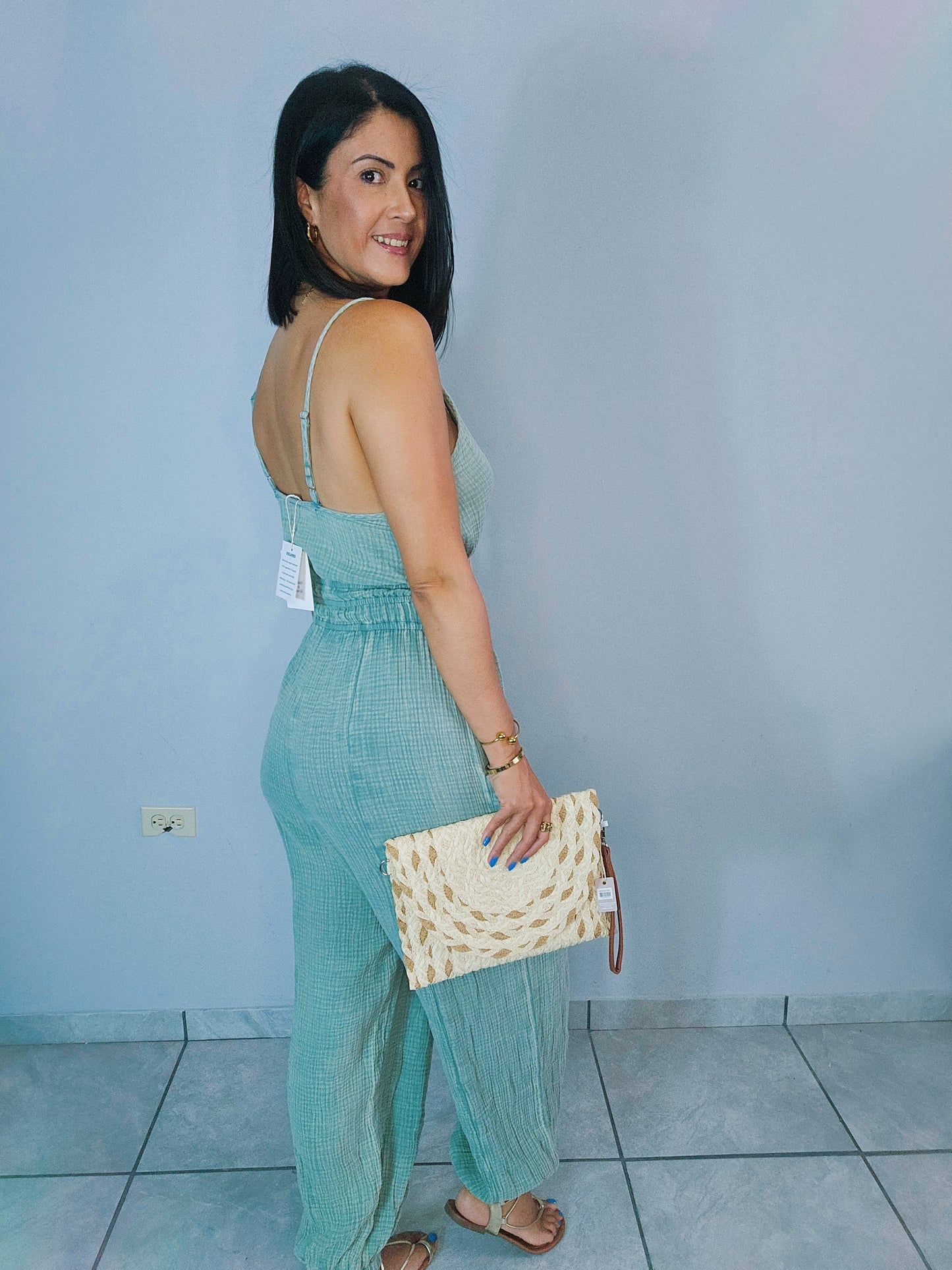 Sage Washed Jumpsuit