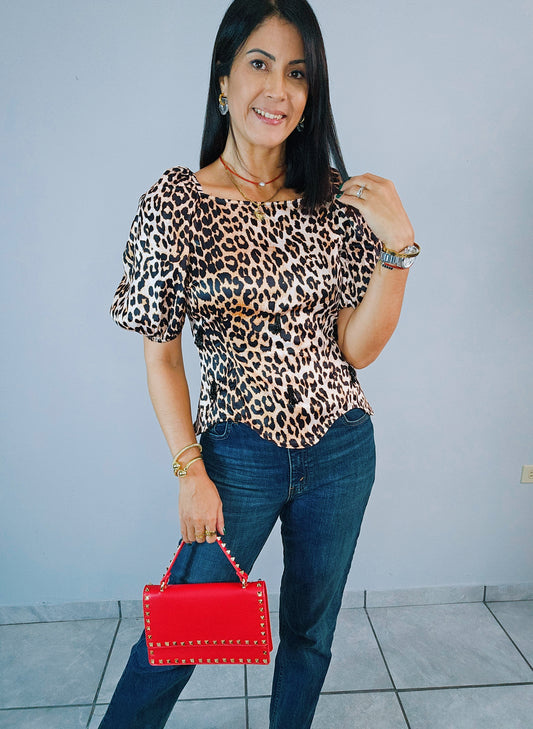 Lina Leopard Blouse