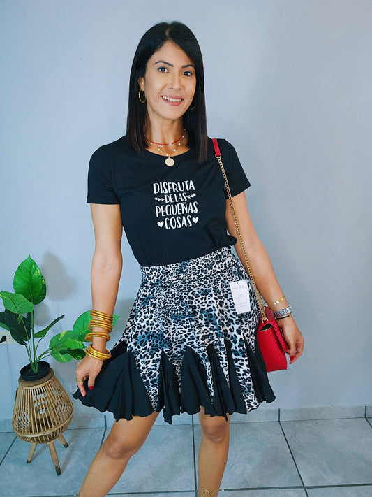 Black Animal Print Skirt