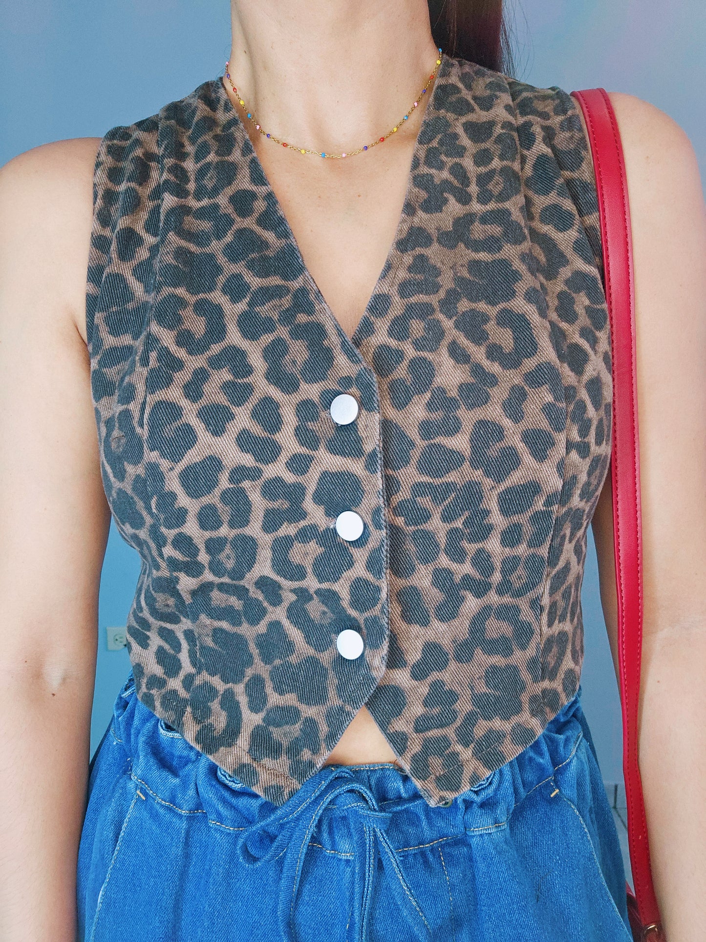 Leopard Denim Vest 🤎