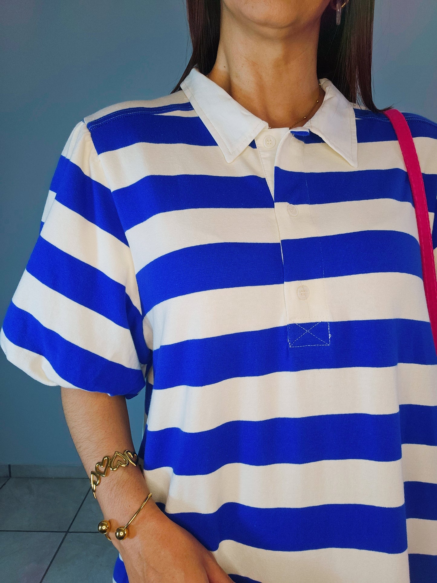 Blue/Cream Polo Dress