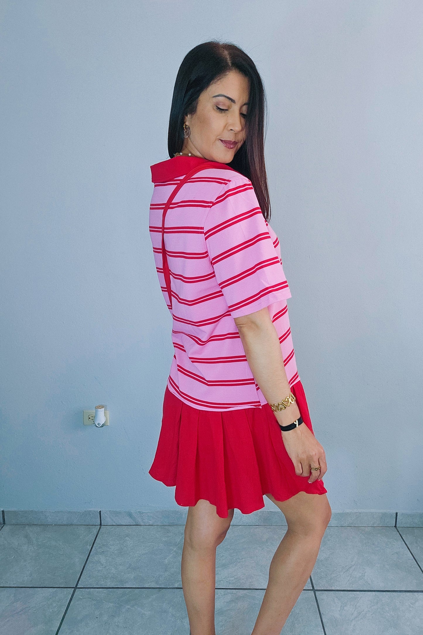PRE-ORDEN Pink/Red Polo Dress