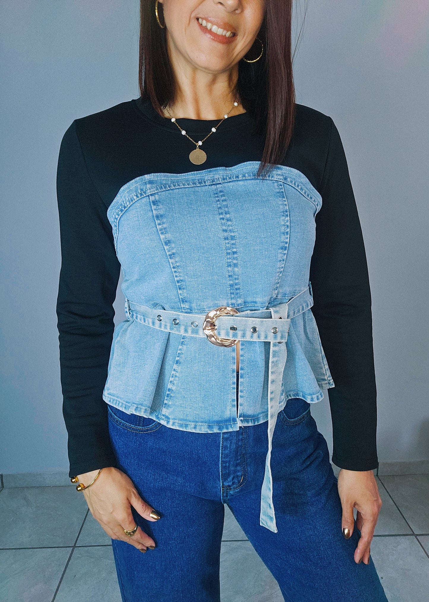 Black Denim Blouse