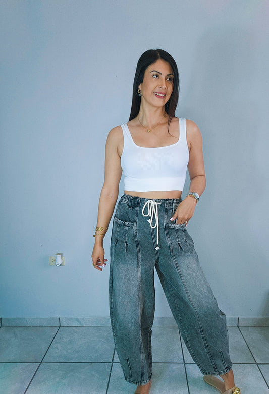 Gray Barrel Denim Pant