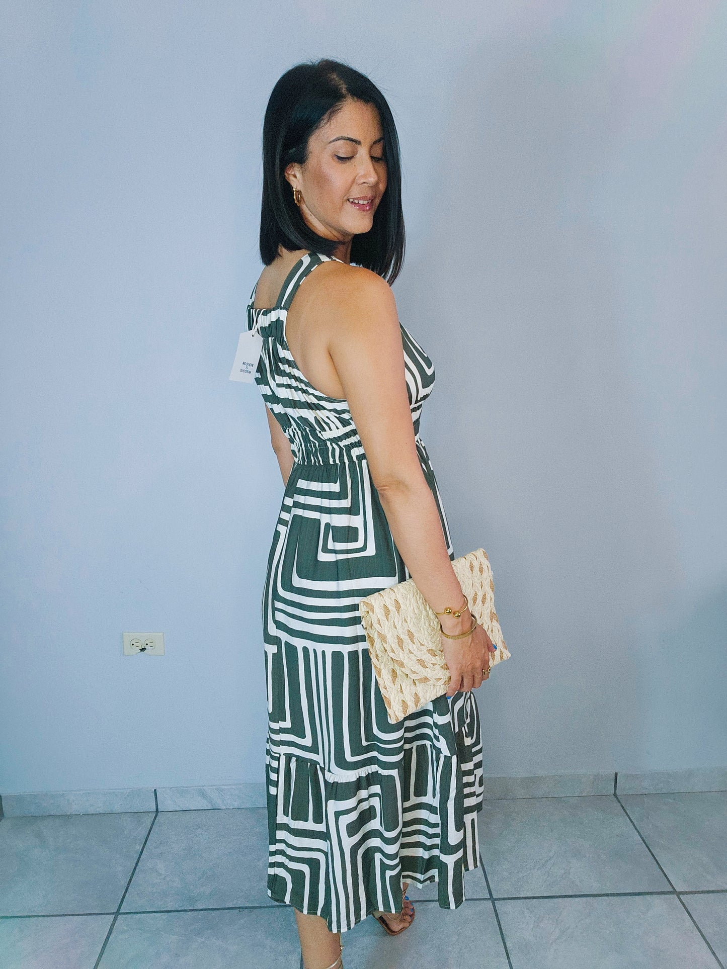 Boho Olive Midi Dress