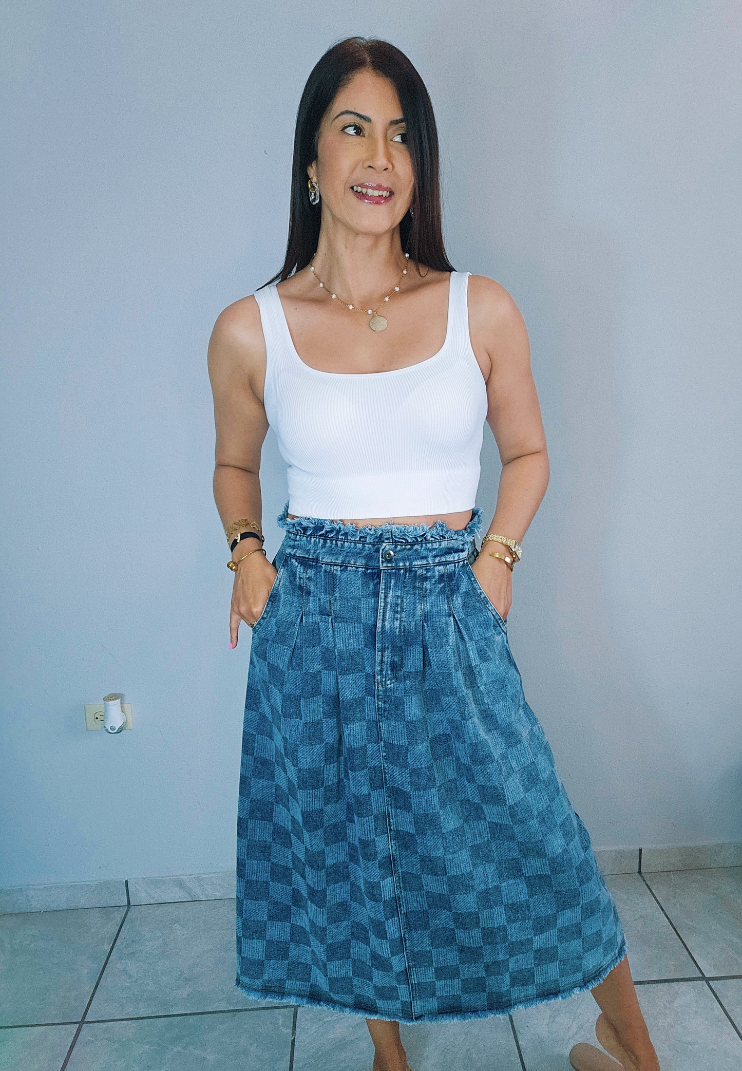 Lorena Denim Midi Skirt