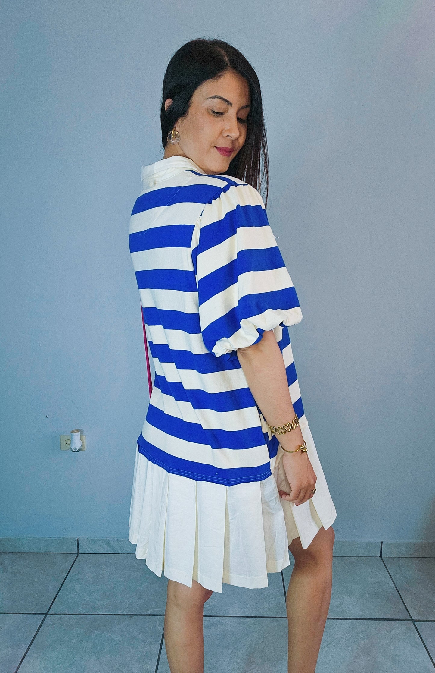 Blue/Cream Polo Dress