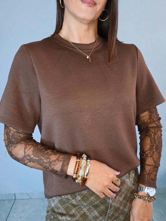 Brown Lace Tshirt