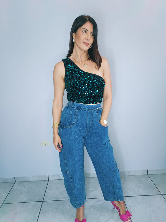 Indigo Denim Barrel Pant