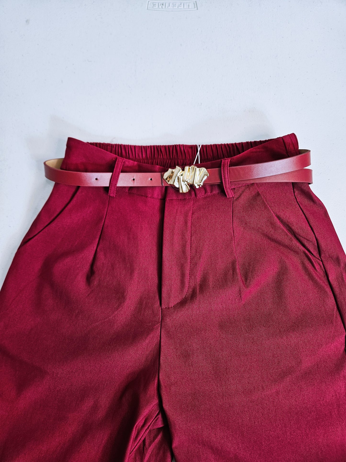 Burgundy Pant with belt ✨️